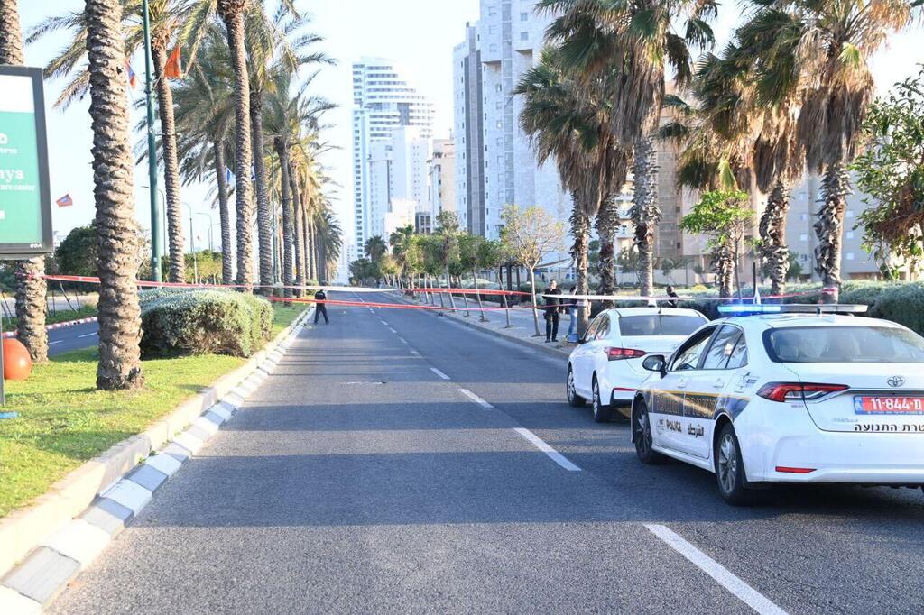 זירת תאונת הפגע וברח בנתניה (צילום: יאיר שגיא) זירת תאונת הפגע וברח בנתניה