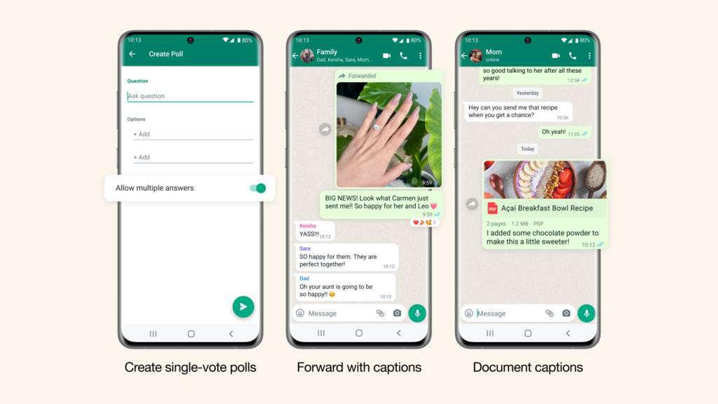 Captions attached to a photo (Photo: Whatsapp blog) Captions attached to a photo