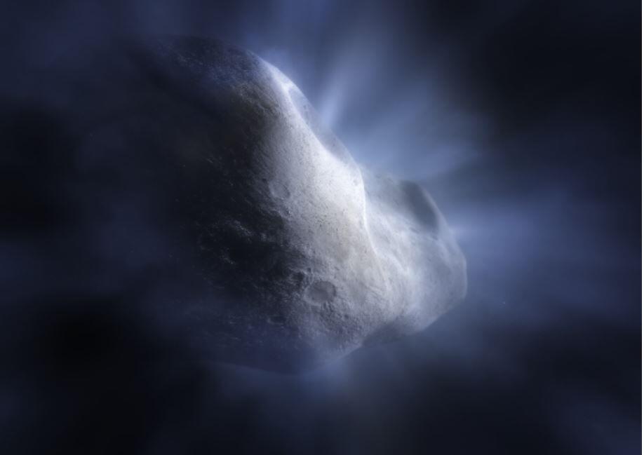 Frozen water in a comet much situated much closer than previously discovered. An artist's rendition of the comet 238P