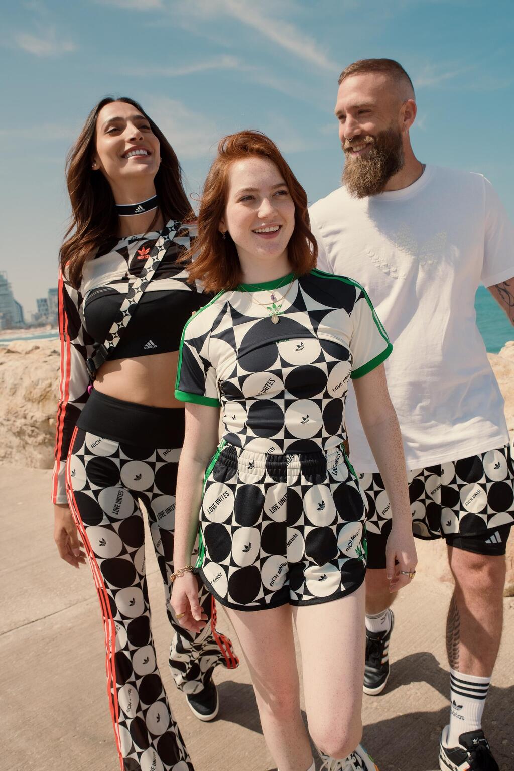 Adidas Pride month campaign (Photo: Meir Cohen) דני עמוס, בר מיניאלי ותאלין אבו חנא בקמפיין הגאווה של אדידס, 2023