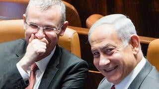 נתניהו ויריב לוין  במליאת הכנסת