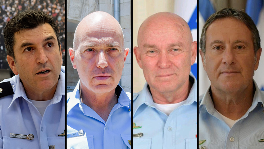 המועמדים למפכ"לות. סופר, פלד, ידיד והלוי (צילום: דוברות המשטרה, רפי קוץ, יואב דודקביץ') יורם סופר, אבשלום פלד, דורון ידיד, יורם הלוי