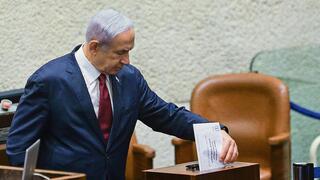 בנימין נתניהו בהצבעה שהתקיימה בכנסת
