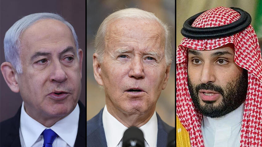 Prime Minister Benjamin Netanyahu, U.S. President Joe Biden and Saudi Crown Prince Muhammed bin Salman 