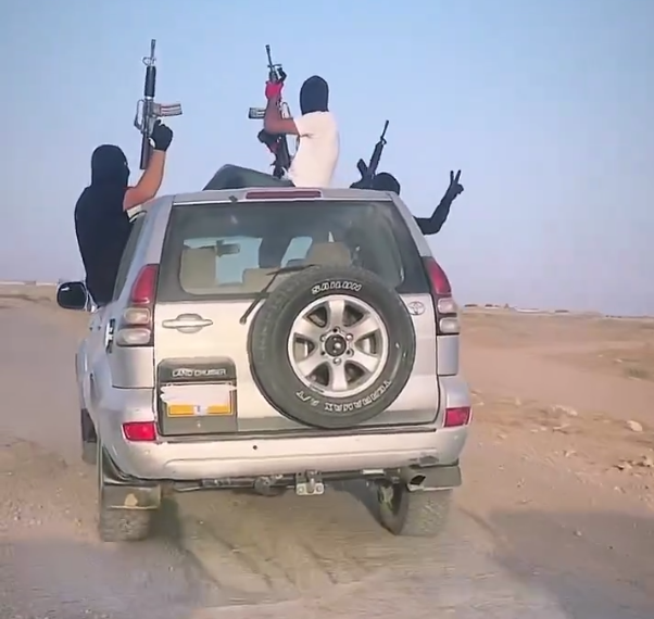 Armed Bedouin wedding convoy in the Negev