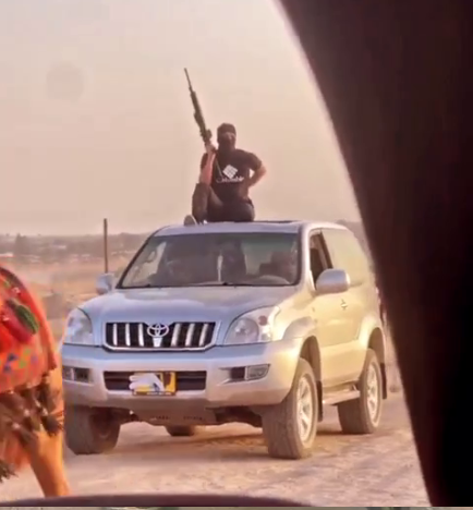 Armed Bedouin wedding convoy in the Negev