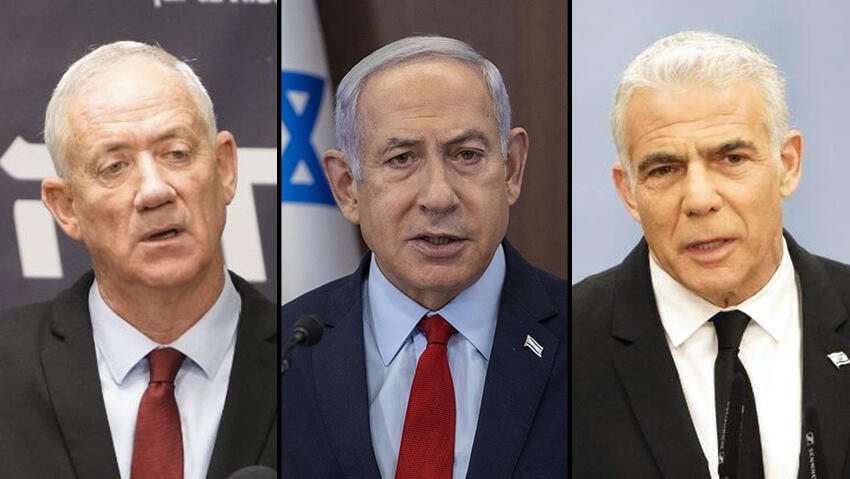 Benny Gantz, Benjamin Netanyahu and Yair Lapid 