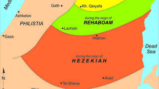 מפת ממלכת יהודה והשלבים העיקריים בהתפתחות השטח העירוני