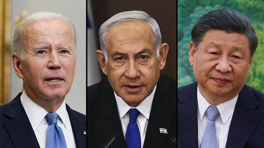 Benjamin Netanyahu's announced visit to see Xi Jinping in China is not meant to be a stick in Joe Biden's eye (Photo: AFP, AP, EPA) שי ג'ינפינג בנימין נתניהו ג'ו ביידן