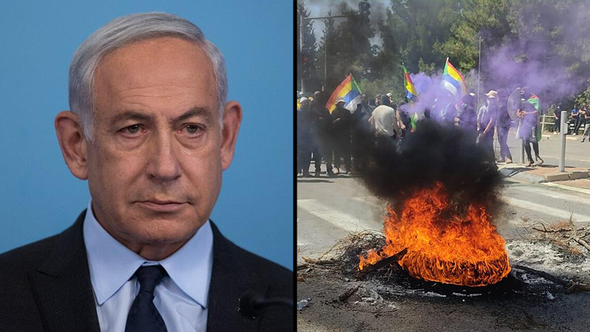 מחאת הדרוזים ברמת הגולן ונתניהו (צילום: אבי אוחיון, אלכס קולומויסקי ) תיעוד המחאות במהלך מחאות הדרוזים נגד טורבינות הרוח ברמת הגולן