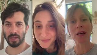 עלמה זק, אלונה סער ורן דנקר, מתוך סרטון אמני ישראל הקורא לצאת להפגין