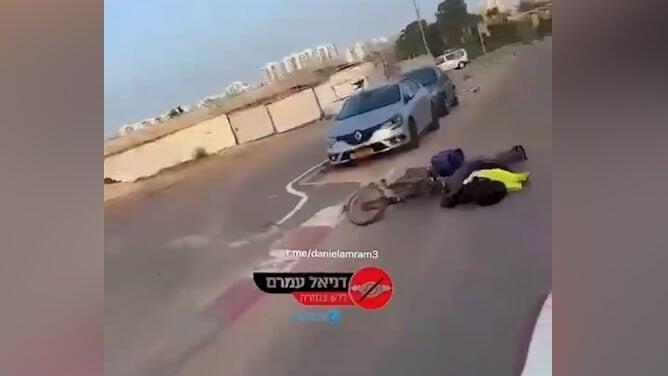 תיעוד: בן 17 תוקף נתין זר בכביש - דוחף אותו מהאופניים במהלך נסיעה באשקלון
