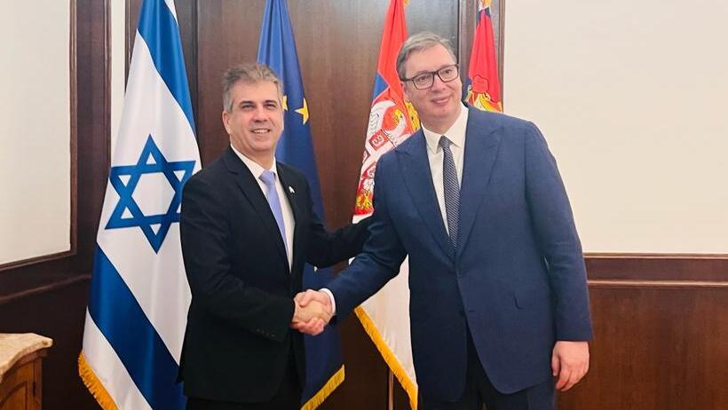 שר החוץ אלי כהן עם נשיא סרביה אלכסנדר וויצ'יץ'