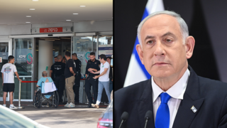 בית החולים שיבא זמן קצר לאחר הגעת שיירת ראש הממשלה