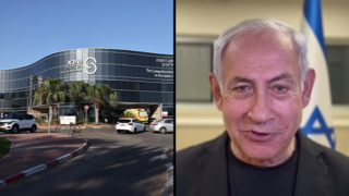 בית החולים שיבא זמן קצר לאחר הגעת שיירת ראש הממשלה