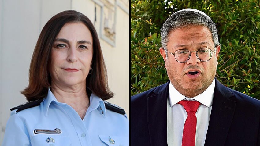 בן גביר תקף את הנציבה פעם נוספת: "מתנהלת כאילו המדינה לא במלחמה - בלי מוסריות וערכיות" (צילום: אפי שריר, דנה קופל) איתמר בן גביר, קטי פרי