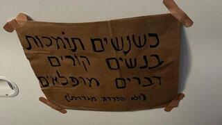 שלטים נגד המהפכה המשפטית נתלו במקוה של עידית סילמן בטיסה מניו יורק לארץ