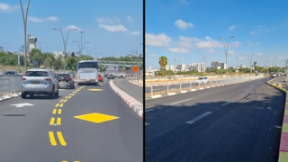 נתיב תחבורה ציבורית נצבע מחדש בקריית אונו