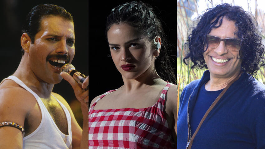 יזהר כהן, רוסליה ופרדי מרקורי (צילום: דנה קופל, AP, Getty Images) יזהר כהן, רוסליה ופרדי מרקורי
