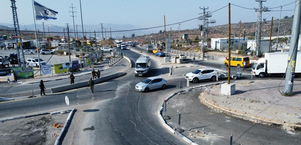 צילום רחפן של צומת תפוח לאחר הפיגוע בחווארה