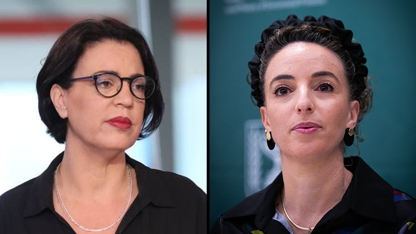 שרות בממשלה מדברות "לבייס היהודי". סילמן ודיסטל (צילום:אלכס קולומויסקי, הדר יואביאן) גלית דיסטל-אטבריאן