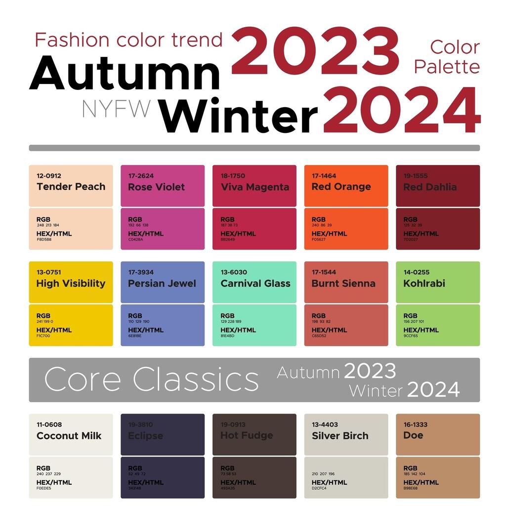 Какой цвет можно 2024. Цветовая палитра 2024 тенденции. RGB палитра 2024. Колор 2023. Модные цвета осень зима 2023-2024.