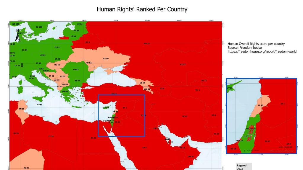 Freedom Hose map of countries' human rights records