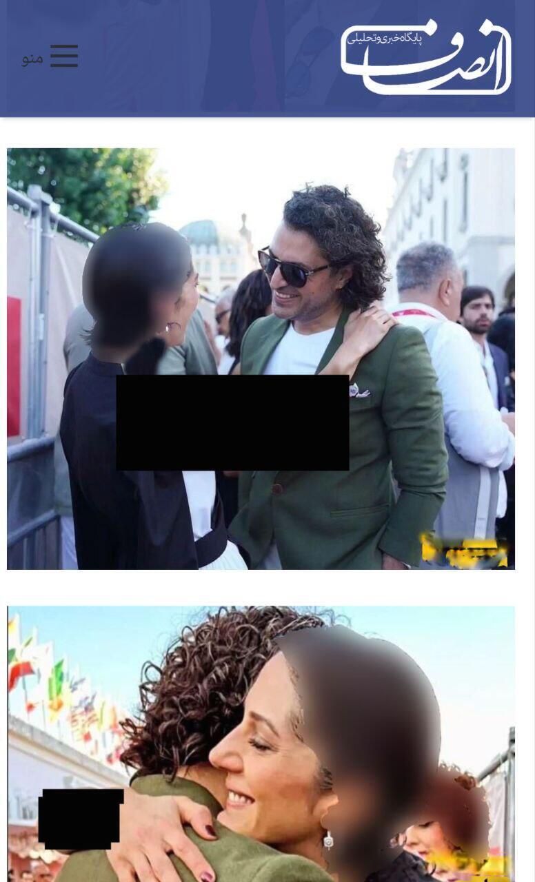 החיבוק של זאר אמיר איברהימי ואשקן חטיבי בפסטיבל ונציה (צילום מסך מתוך האתרים האיראנים) החיבוק של זאר אמיר איברהימי ואשקן חטיבי בפסטיבל ונציה