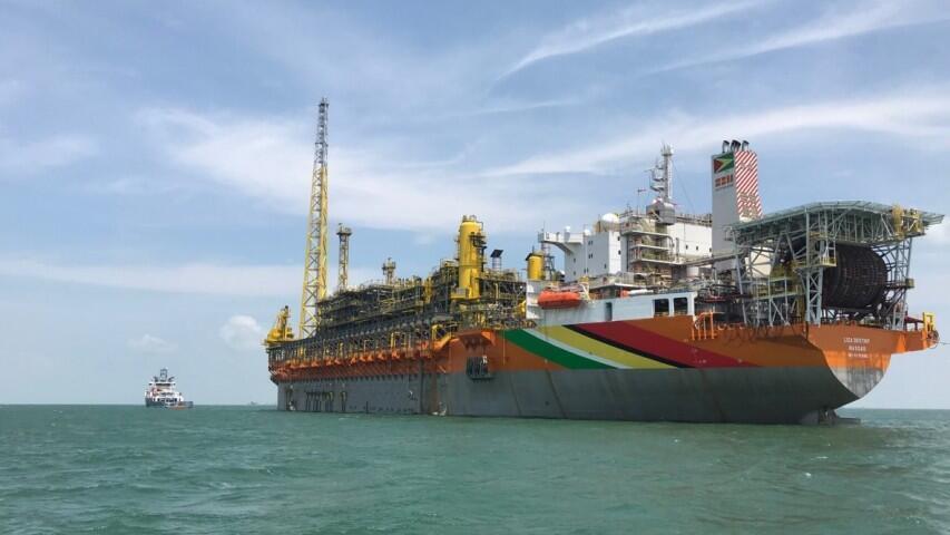 Oil drilling vessel off the coast of Guyana 