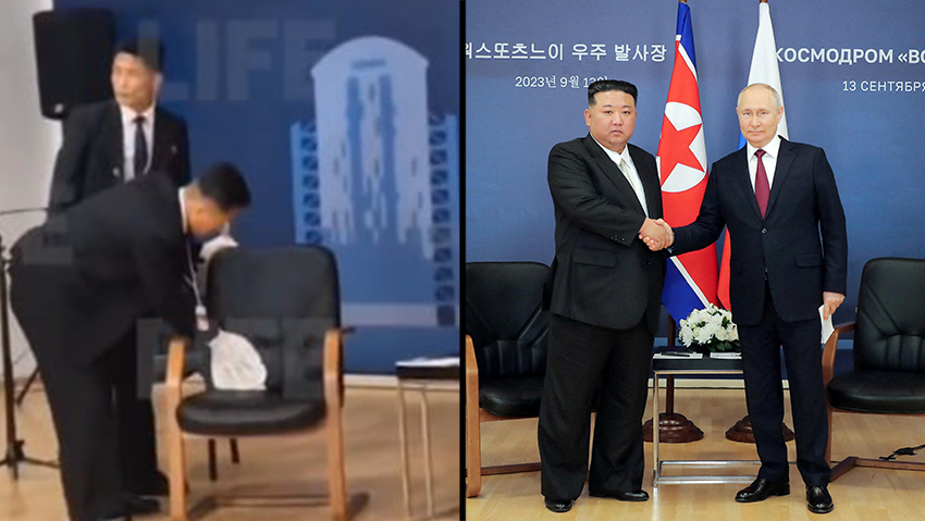 צילום: KCNA via REUTERS ולדימיר פוטין ו קים ג'ונג און מפגש פסגה ב רוסיה
