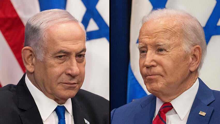 מפגינים יחס שונה לסוגיית החטופים. ביידן ונתניהו (צילום: Jim WATSON / AFP) ראש הממשלה בנימין נתניהו פגישה עם נשיא ארה"ב ג'ו ביידן בניו יורק