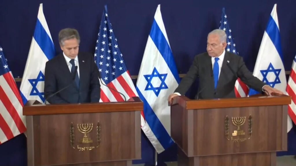 US Secretary of State Antony Blinken and Prime Minister Benjamin Netanyahu deliver remarks on Thursday (Photo: GPO) נתניהו ובלינקן