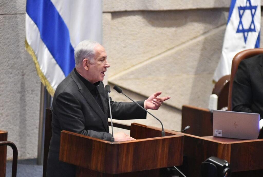 Prime Minister Benjamin Netanyahu speaking before Knesset (Photo: Rafi Kotz) מליאת הכנסת