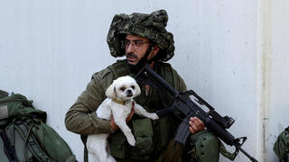 חייל עם כלב בכפר עזה