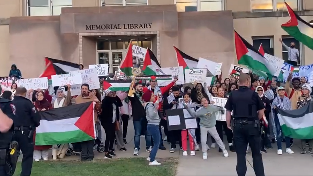 Anti-Israel demonstration at University Wisconsin Madison on Hamas Day of Rage (Photo: Screenshot) Anti-Israel demonstration at University Wisconsin Madison on Hamas Day of Rage