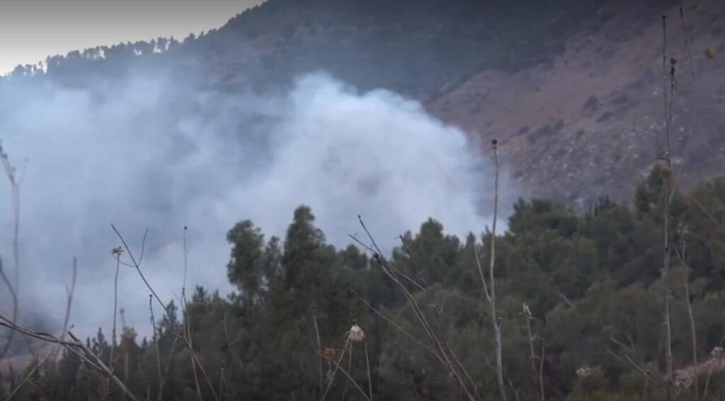 Fire in Kiryat Shmona caused by rocket fired from Lebanon (Photo: Avihu Shapira) נפילת הרקטה בקרית שמונה