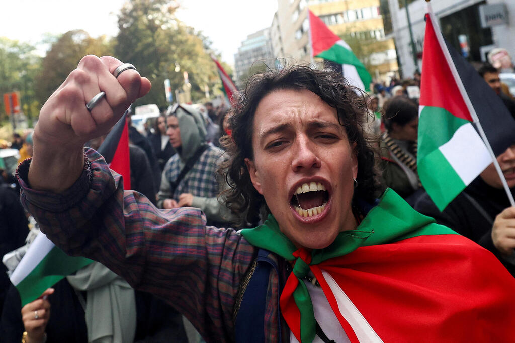 הפגנה פרו פלסטינית בבריסל