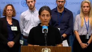 רחל גולדברג אימו של הירש גולדברג שנחטף לעזה מדברת באו"ם