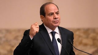 נשיא מצרים עבד אל-פתאח א-סיסי בפגישה בקהיר עם נשיא צרפת עמנואל מקרון