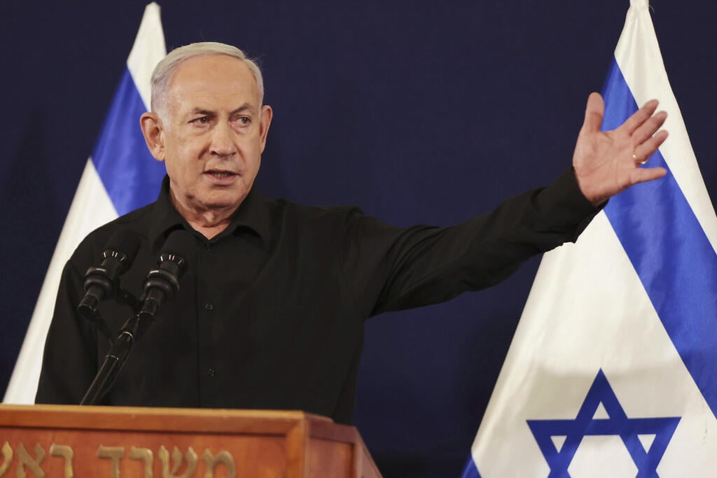 ראש הממשלה בנימין נתניהו (צילום: Abir Sultan/Pool Photo via AP) מסיבת עיתונאים