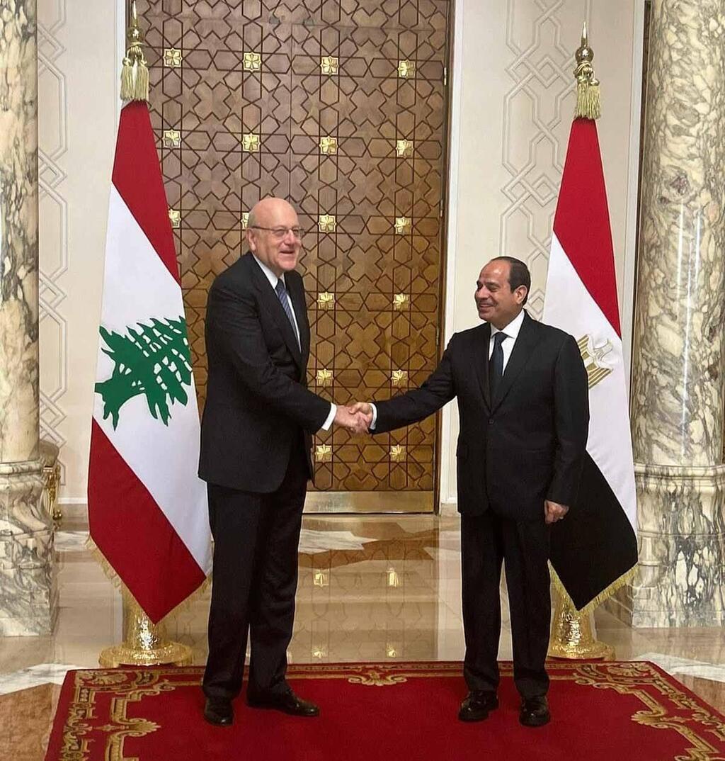 Egyptian president and Lebanese Prime Minister Najib Mikati meet in Cairo מיקאתי וא-סיסי בפגישה בקהיר