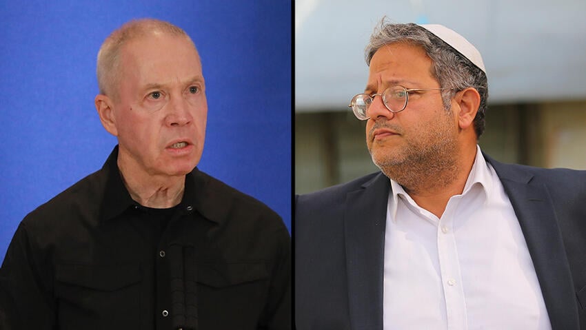 איתמר בן גביר ויואב גלנט (צילום: אלכס קולומויסקי, דנה קופל) איתמר בן גביר יואב גלנט