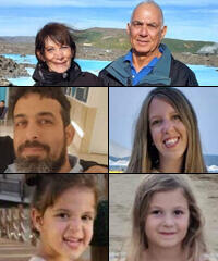 Gadi Moshe Mozes, 79, Ravid Katz, 51, from Kibbutz Nir Oz; Doron Katz Asher, 34, Raz, 4.5, Aviv, 2.5 from Ganot Hadar