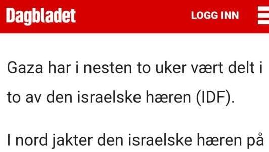 העיתון הנורבגי דאגלבלאדט דיווח כי ישראל היא זו שהחלה את המלחמה נגד חמאס ב7 באוקטובר