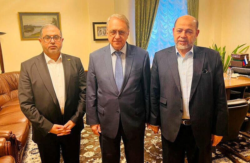 Russian Deputy Foreign Minister Mikhail Bogdanov with Hamsa officials in Moscow