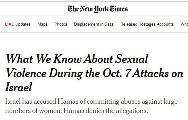 Global Media Finally Reporting On Hamas Sexual Violence On October 7