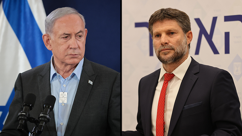 סמוטריץ' ונתניהו. המתיחות גוברת (צילום: נעם ריבקין פנטון, אלכס קולומויסקי ) בנימין נתניהו, בצלאל סמוטריץ'