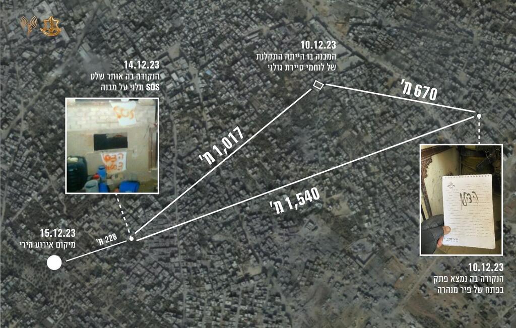 הממצאים, כולם באזור סמוך (צילום: דובר צה"ל) צילום אווירי של המרחב בו בוצע הירי