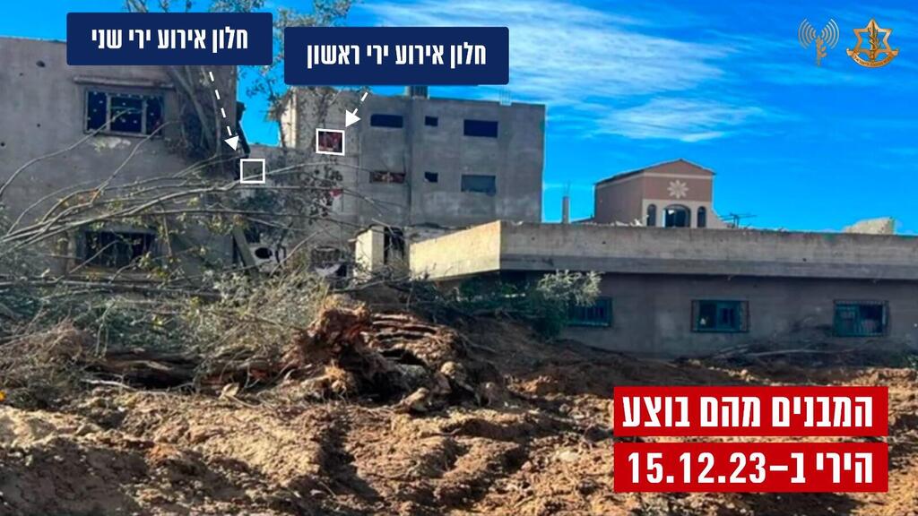 המבנים שמהם נורו החטופים (צילום: דובר צה"ל) המבנים מהם בוצע ירי