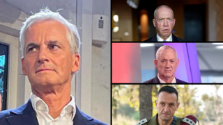  יואב גלנט, בני גנץ, הרצי הלוי ומנהיג הלייבור הנורבגי יונס גר סטיורה